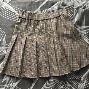 Garage Tan Plaid A-Line Skirt
